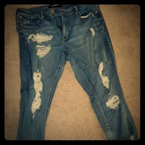 Denim Ripped Ankle Leg